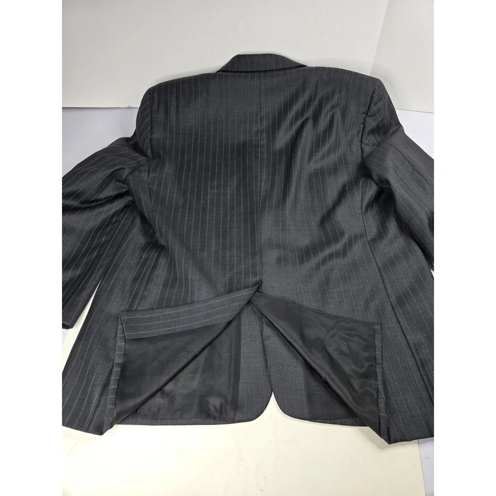 Lauren Ralph Lauren Mens Classic Fit Wool Sport Coat Blazer Black 44R Pin Stripe